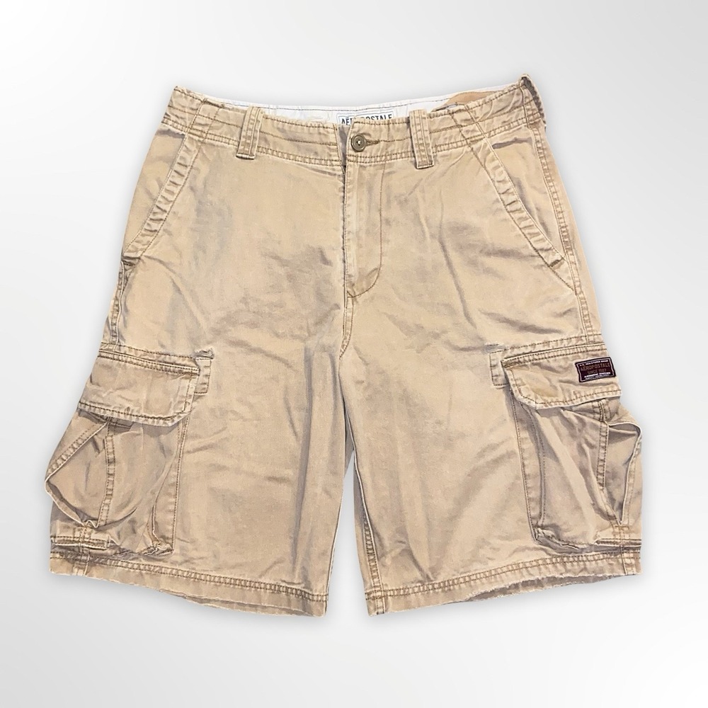 Aeropostale Cargo Shorts Mens 31 Khaki Beige Utility Pockets Casual Paratroopers